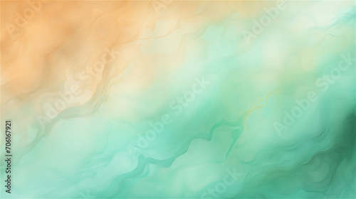 Aqua Whispers :Beige gradient waves seeping into mint color paint photo