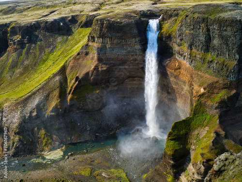 Highland waterfall in Iceland