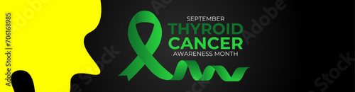 September is Thyroid Cancer Awareness Month background template. Holiday concept. background, banner, placard, cover, backdrop, card, and poster design template with text inscription, standard color. 