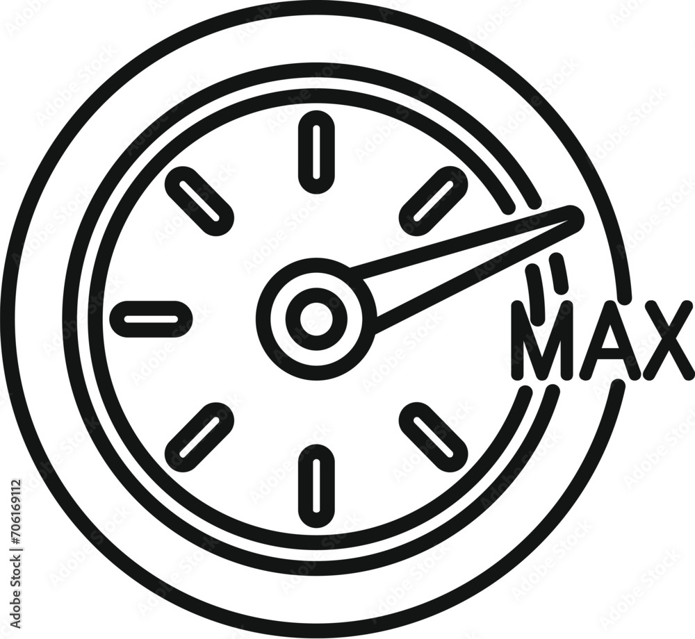 Max gauge velocity icon outline vector. Dark shoe meter. Scale run work Max gauge velocity icon outline vector. Dark shoe meter. Scale run work