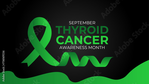 Thyroid Cancer awareness month is observed every year in September. it occurs when cells in thyroid undergo genetic changes. banner, cover, poster, card, flyer, brochure, backdrop. vector illustration