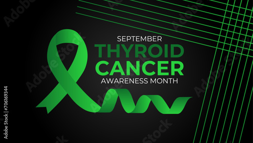 Thyroid Cancer awareness month is observed every year in September. it occurs when cells in thyroid undergo genetic changes. banner, cover, poster, card, flyer, brochure, backdrop. vector illustration
