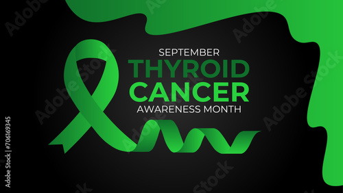 Thyroid Cancer awareness month is observed every year in September. it occurs when cells in thyroid undergo genetic changes. banner, cover, poster, card, flyer, brochure, backdrop. vector illustration