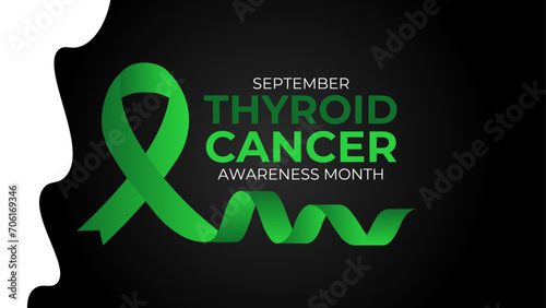 Thyroid Cancer awareness month is observed every year in September. it occurs when cells in thyroid undergo genetic changes. banner, cover, poster, card, flyer, brochure, backdrop. vector illustration