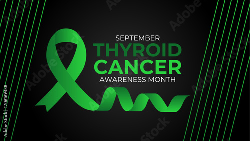 Thyroid Cancer awareness month is observed every year in September. it occurs when cells in thyroid undergo genetic changes. banner, cover, poster, card, flyer, brochure, backdrop. vector illustration