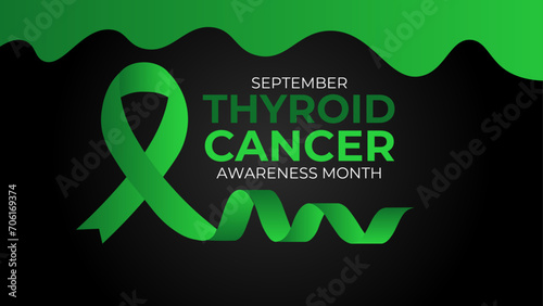 Thyroid Cancer awareness month is observed every year in September. it occurs when cells in thyroid undergo genetic changes. banner, cover, poster, card, flyer, brochure, backdrop. vector illustration