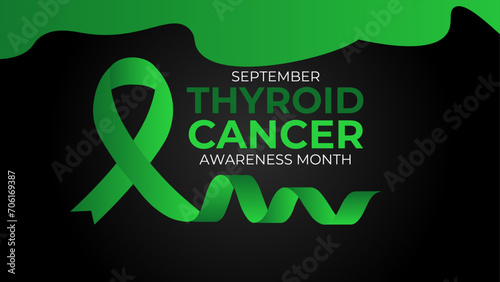 Thyroid Cancer awareness month is observed every year in September. it occurs when cells in thyroid undergo genetic changes. banner, cover, poster, card, flyer, brochure, backdrop. vector illustration