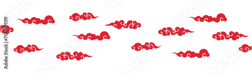 cloud sky Chinese traditional clouds. Asian decorative element for design sky or pattern. Korean and japanese cloudy set. Light cloud in paper cut style for festival new year