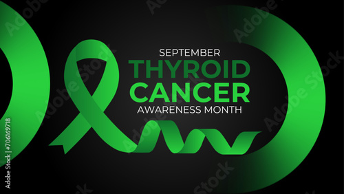 Thyroid Cancer awareness month is observed every year in September. it occurs when cells in thyroid undergo genetic changes. banner, cover, poster, card, flyer, brochure, backdrop. vector illustration photo