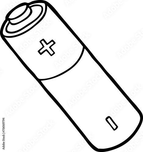 Vector Cartoon AA Battery Line Art