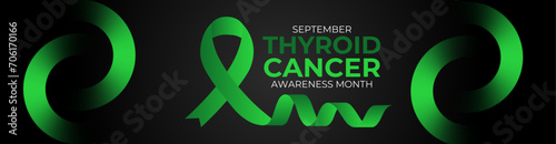 Thyroid Cancer awareness month is observed every year in September. it occurs when cells in thyroid undergo genetic changes. banner, cover, poster, card, flyer, brochure, backdrop. vector illustration