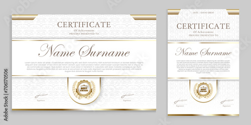 Certificate design with pattern background, gold color