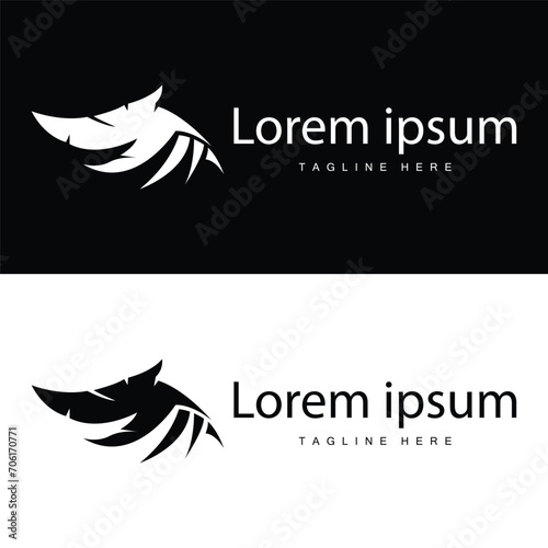 Wing logo black silhouette design simple minimalist bird wings vector illustration template photo