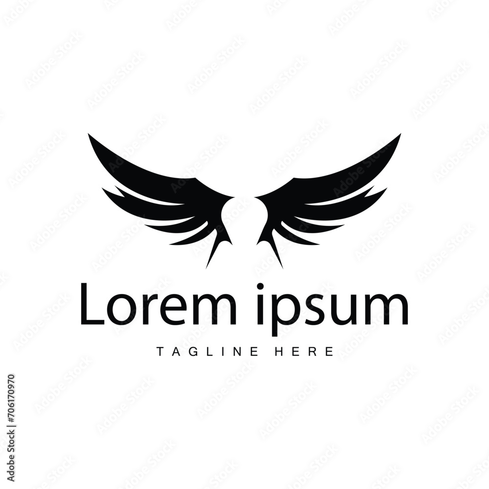 Wing logo black silhouette design simple minimalist bird wings vector illustration template Wing logo black silhouette design simple minimalist bird wings vector illustration template