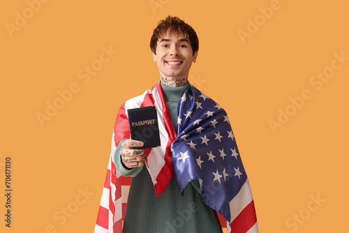 Handsome young man with USA...