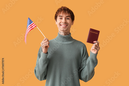 Handsome young man with USA...