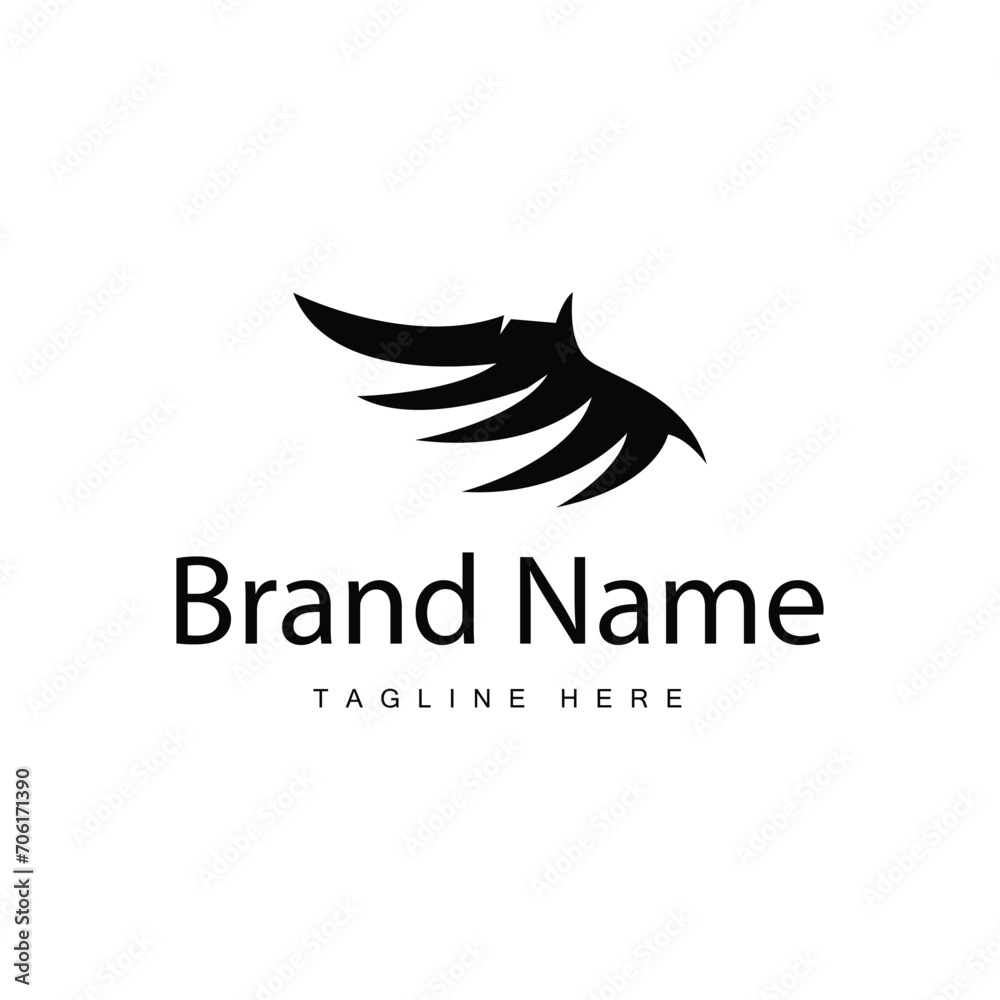 Wing logo black silhouette design simple minimalist bird wings vector illustration template