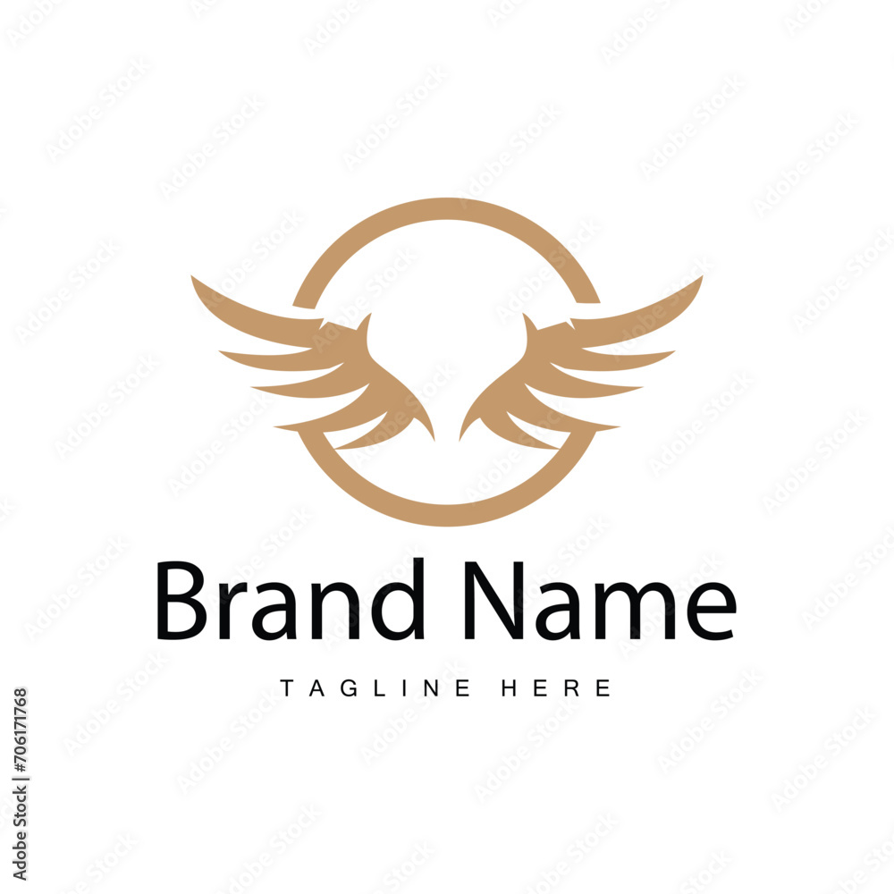 Obraz premium Wing logo black silhouette design simple minimalist bird wings vector illustration template