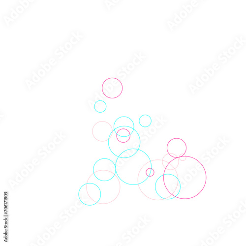 An abstract transparent bubble shape neon circles pattern design element.
