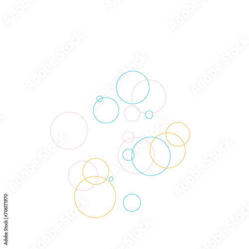 An abstract transparent bubble shape neon circles pattern design element.