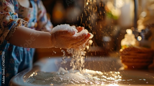 Child Washing Hands with Soap and Water