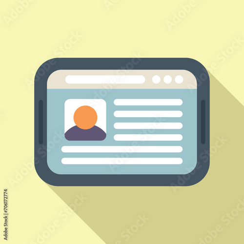 Resume seeking job icon flat vector. Career candidate. Company hr resume