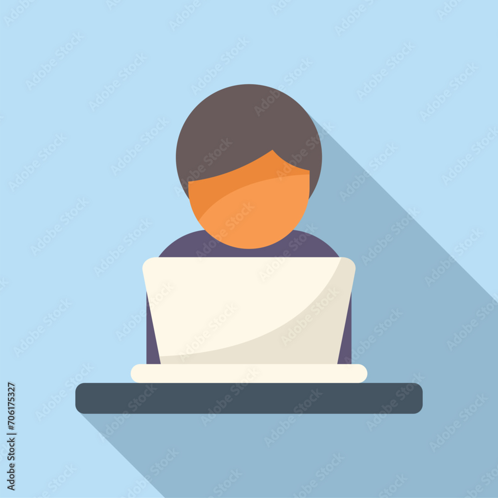Search job on laptop icon flat vector. Career person. Business online Search job on laptop icon flat vector. Career person. Business online