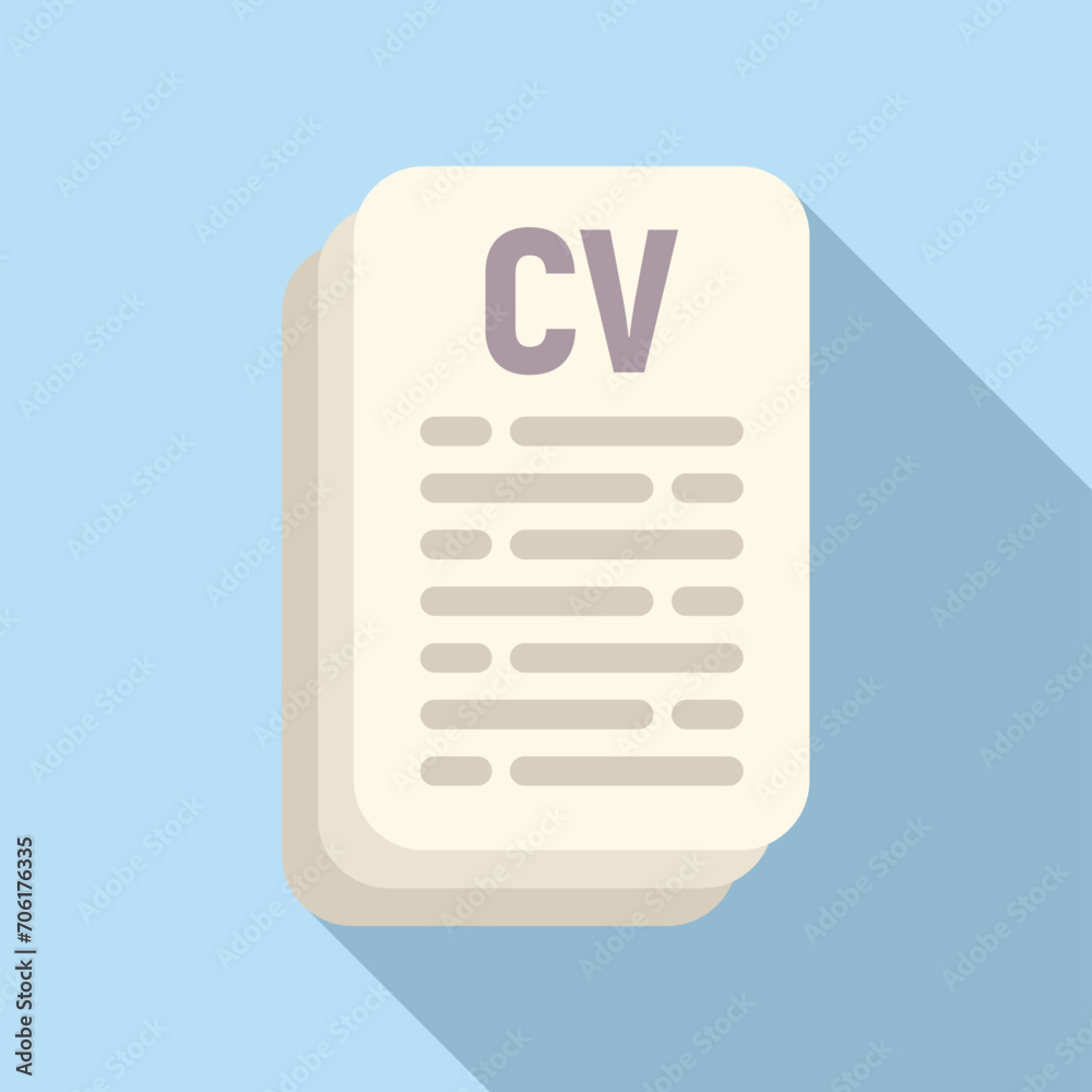 Cv papers icon flat vector. Looking seek new job. Discovery experience Cv papers icon flat vector. Looking seek new job. Discovery experience