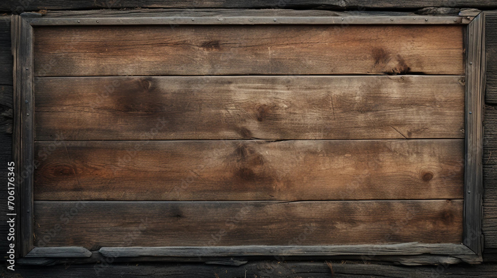 Framed Rustic Weathered Old Wooden Wall - obrazy, fototapety, plakaty 