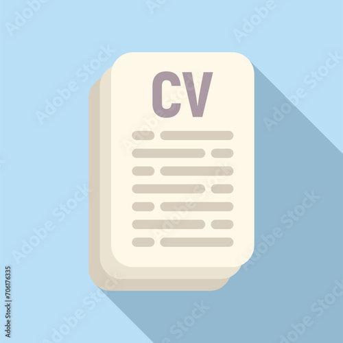 Cv papers icon flat vector. Looking seek new job. Discovery experience