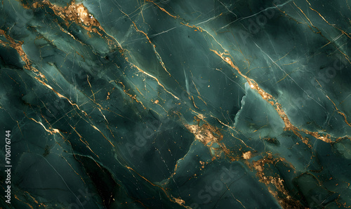 Abstract dark green natural stone marble texture with tine gold, Generative AI  photo
