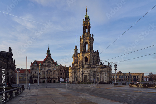 The Cathedral of the Holy Trinity (Katholische Hofkirche), baroque styled church and cathedral of Dresden in Germany