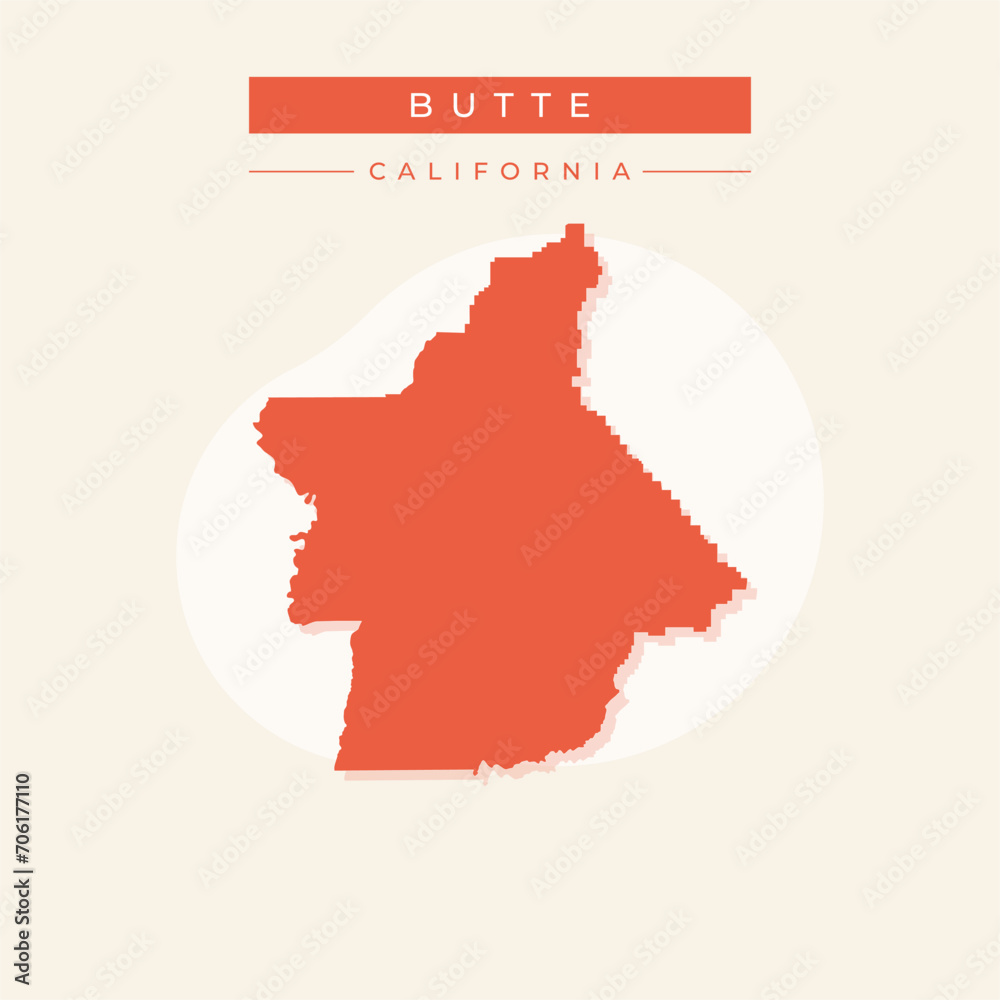 Vector illustration vector of Butte map California