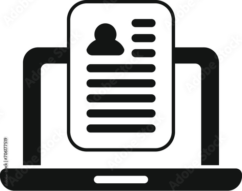 Laptop resume cv paper icon simple vector. Boss research. Career business