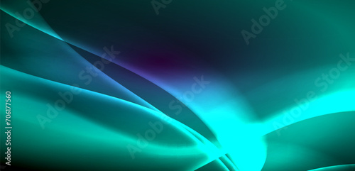 Dynamic waves in ethereal glow of neon lights. Concept merges fluidity of motion with vibrant allure of neon, crafting entrancing backdrop that embodies both vitality and futuristic sophistication