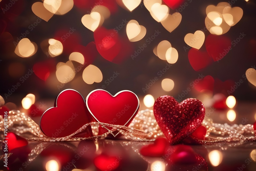 blurred bokeh hearts for valentines day background. generative ai blurred bokeh hearts for valentines day background. generative ai