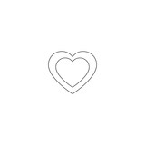 Heart illustration. White background. Black outline. The line in the form of heart.  Cheers toast festive decoration for holidays, romantic Valentine's Day design . Editable stroke.