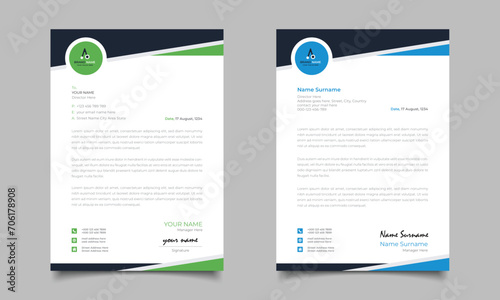 Green And Blue Modern Business Letterhead Simple Clean Template Design