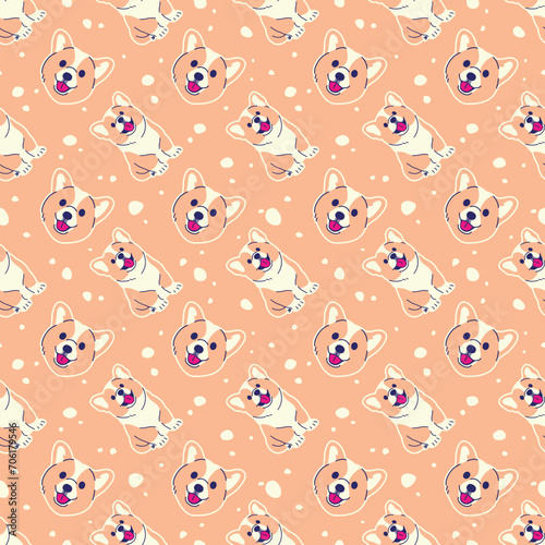 CUTE SMILING CORGI SEAMLESS PATTERN