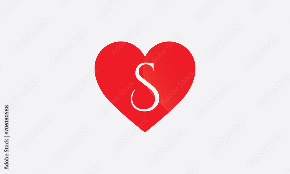 Hearts shape S. Red heart sign letters. Valentine icon and love symbol. Romance love with heart sign and letters. Gift red love