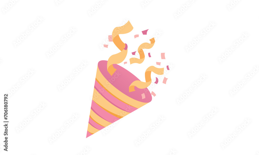 party popper. Cartoon emoji of birthday confetti explosion.illustration isolated on white background.