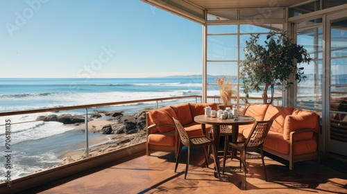 coffee shop with view of beautiful beach