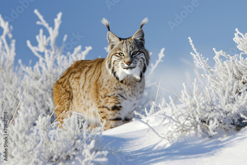 The prowess of a Bobcat amidst the winter frost