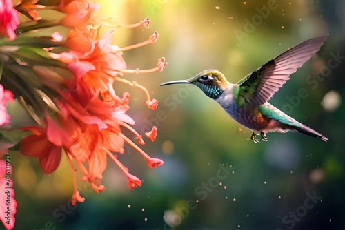 hummingbird on flower photo
