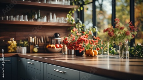 blurred modern Kitchen Room interior