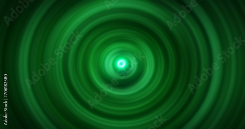 Abstract background of bright green glowing energy magic radial circles of spiral tunnels made of lines