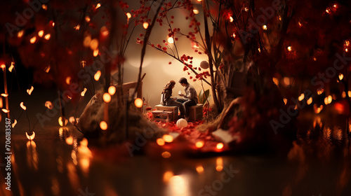 Beautiful Romantic Miniature Photography - Valentines Day in Picnic with Full of Lighting