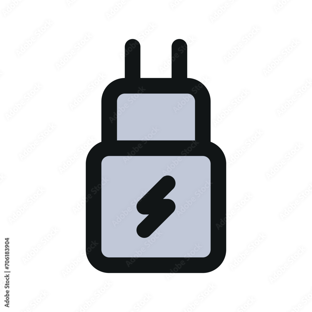 Illustration vector graphic icon of Charger. Filled Line Style Icon. Computer And Device Themed Icon. Vector illustration isolated on white background. Perfect for website or application design. Illustration vector graphic icon of Charger. Filled Line Style Icon. Computer And Device Themed Icon. Vector illustration isolated on white background. Perfect for website or application design.