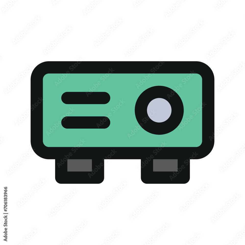 Illustration vector graphic icon of Projector. Filled Line Style Icon. Computer And Device Themed Icon. Vector illustration isolated on white background. Perfect for website or application design. Illustration vector graphic icon of Projector. Filled Line Style Icon. Computer And Device Themed Icon. Vector illustration isolated on white background. Perfect for website or application design.