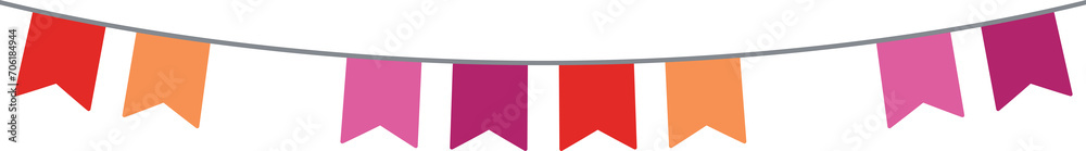 Obraz premium Orange, white, and pink colored party bunting, as the colors of the lesbian flag. LGBTQI concept. Flat design illustration.